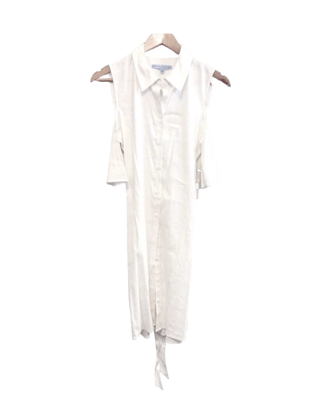 ANTONIO MELANI White Sleeveless Midi Shirt Dress